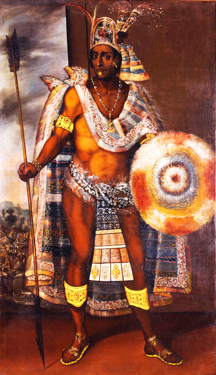 Ilustración que representa a Moctezuma, usada para ilustrar parte del artículo sobre tacos mexicanos.
